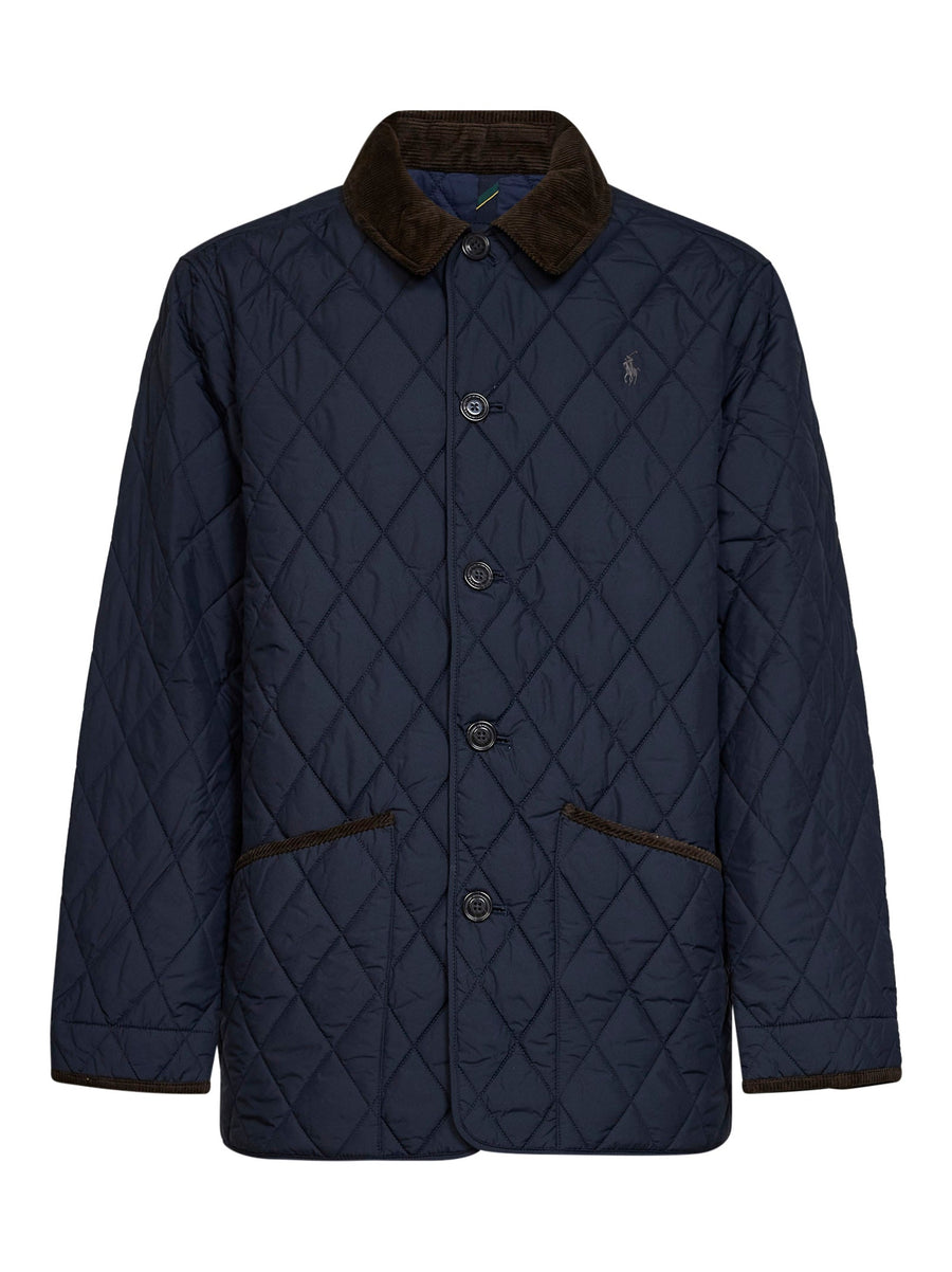 Barn Jacket Blue Quilted Nylon Recycled Polyester Bomber