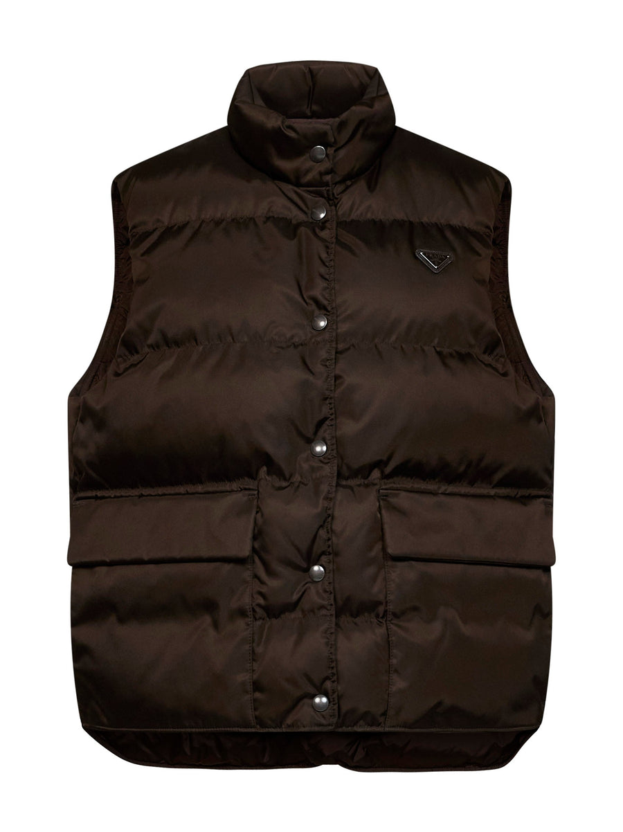 Padded Vest Re-Nylon Brown Recycled Polyamide Puffer Jackets