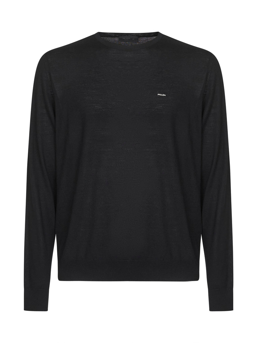 Wool Crewneck Sweater Black Virgin