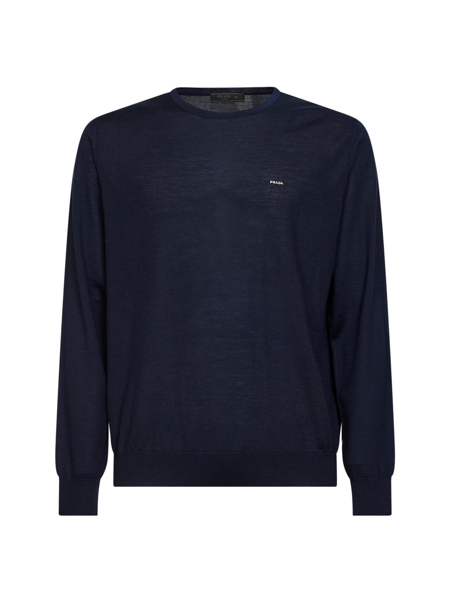 Crewneck Sweater Blue Virgin Wool