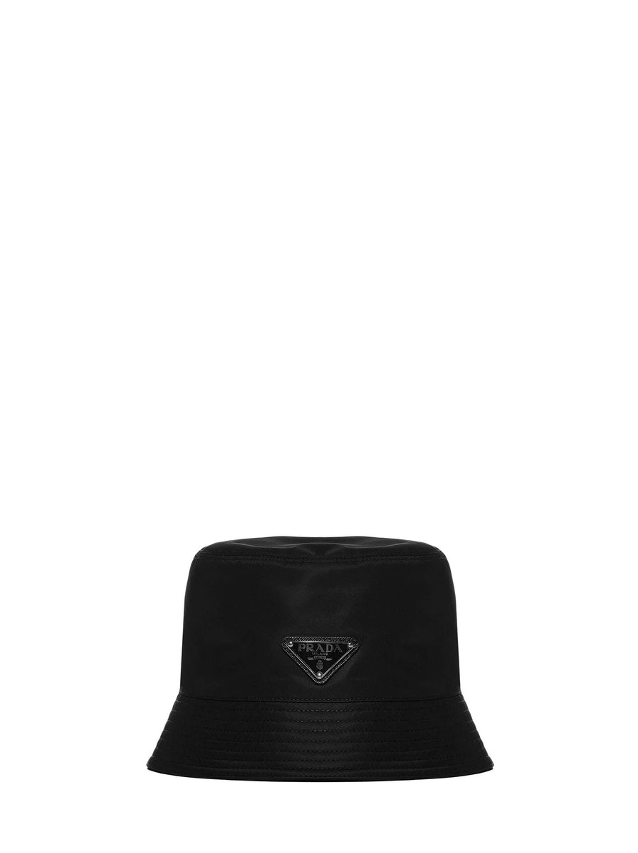 Bucket Hat Re-Nylon Black Calf Leather