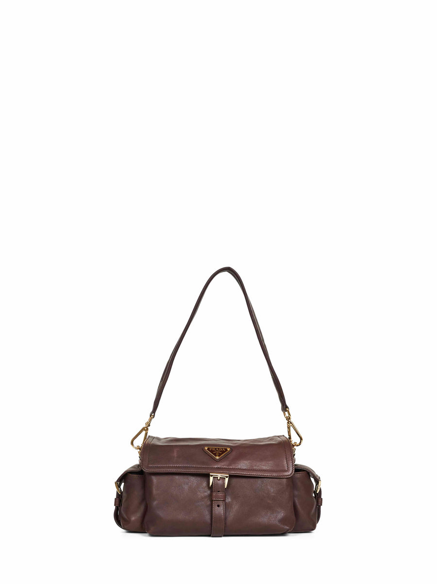 Shoulder Bag Explore Brown Nappa Leather Lambskin Handbags