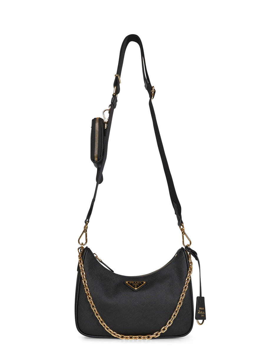 Shoulder Bag Re-Edition Black Calf Leather