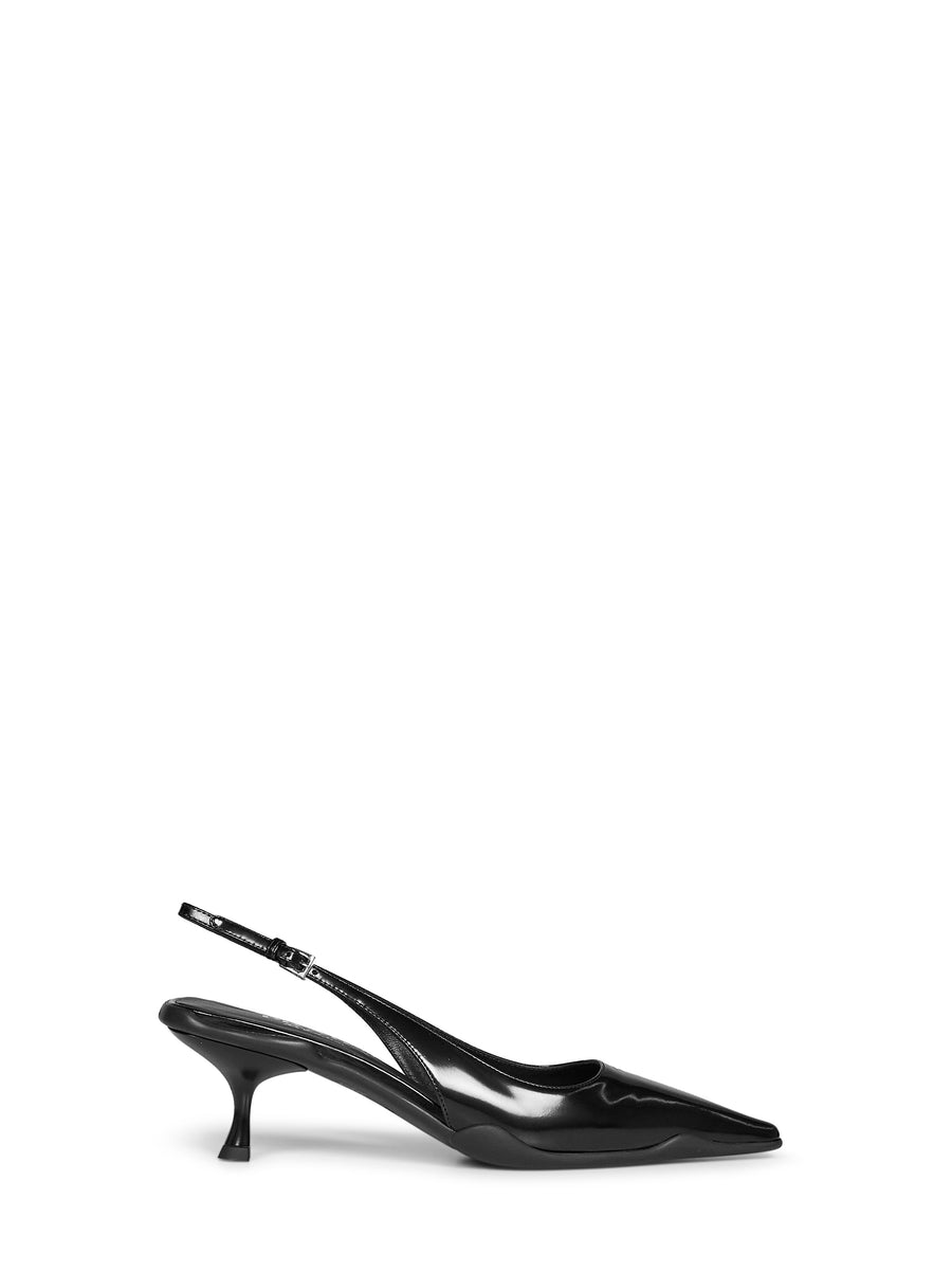 Pumps Slingback Brushed Calf Leather Black