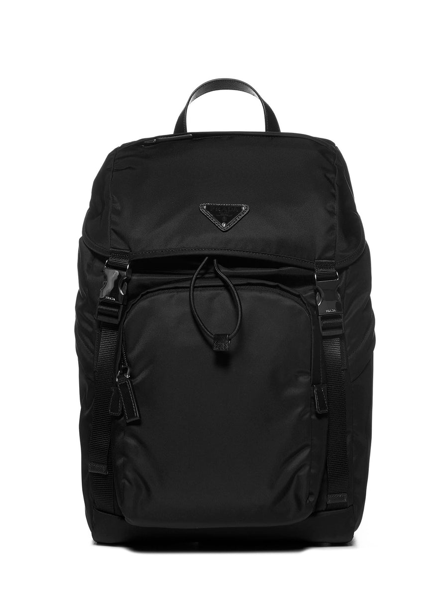 Backpack Re-Nylon And Saffiano Leather Black Backpacks