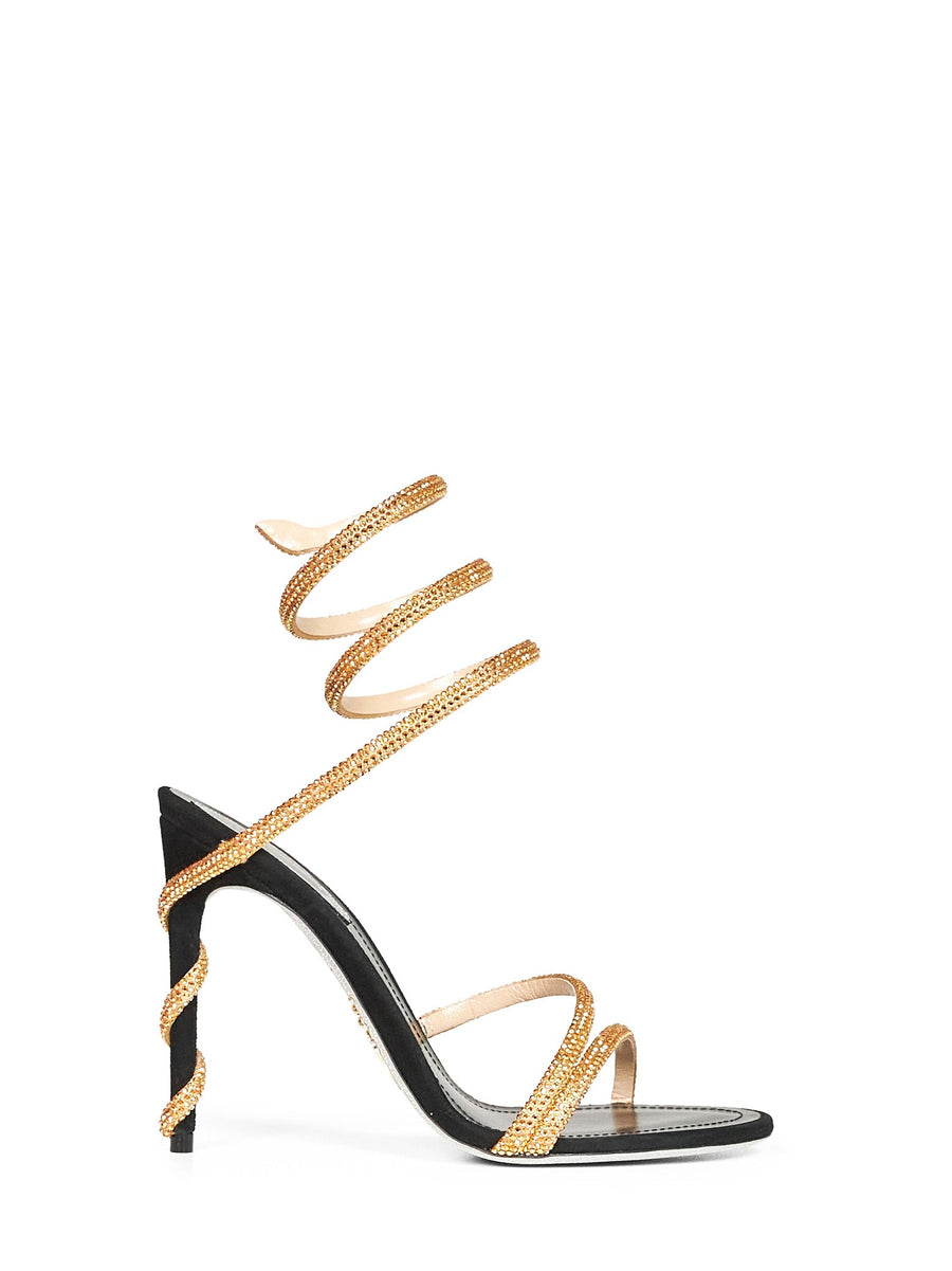 Sandals Margot 105 Crystal Black Fabric And Leather