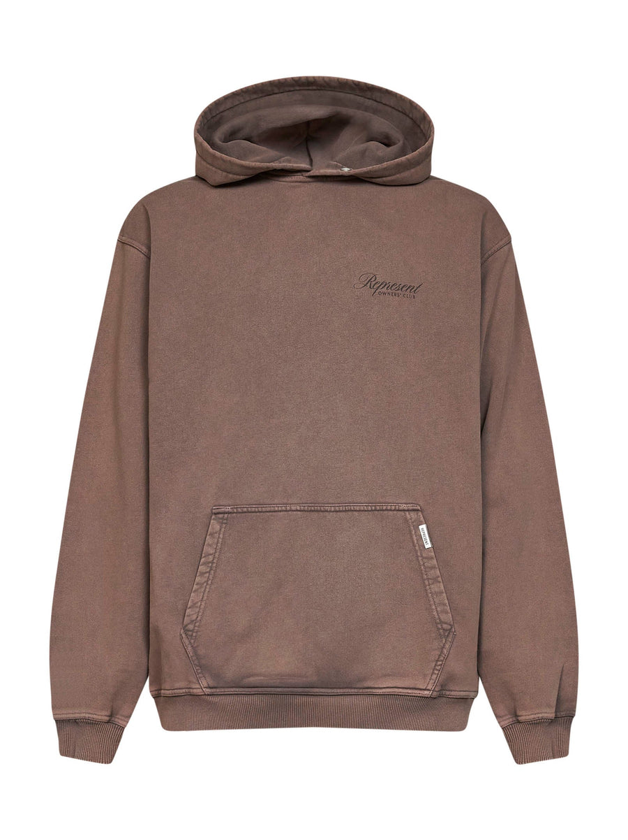 Hoodie Owners Club Script Truffle Brown Cotton Sweatshirts