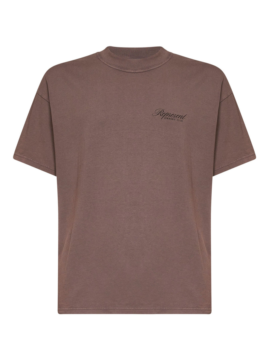 T-Shirt Owners Club Script Truffle Brown Cotton T-shirts