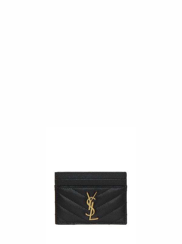 Mini Cardholder Cassandre Matelassé Black Calfskin Wallets & Purses