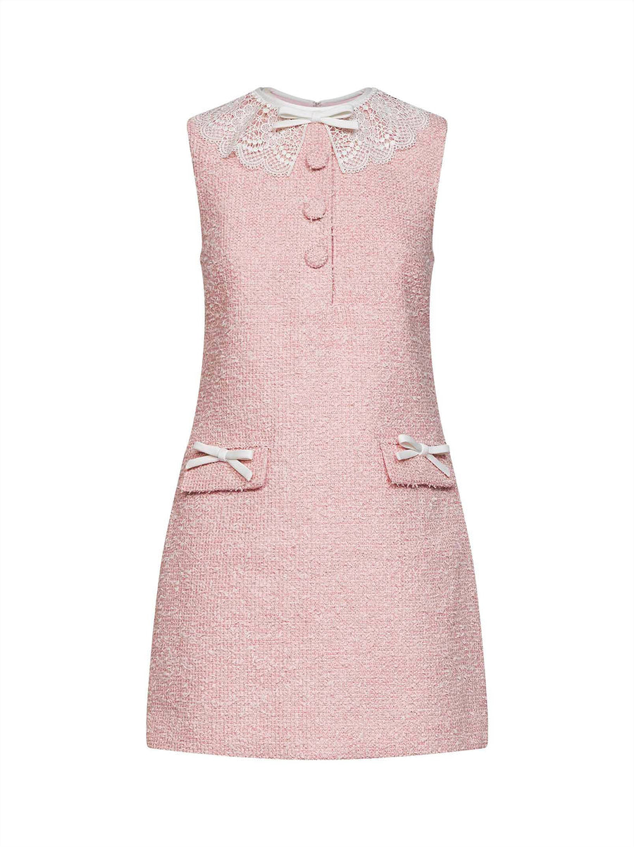 Mini Dress Pink Bouclé Polyester