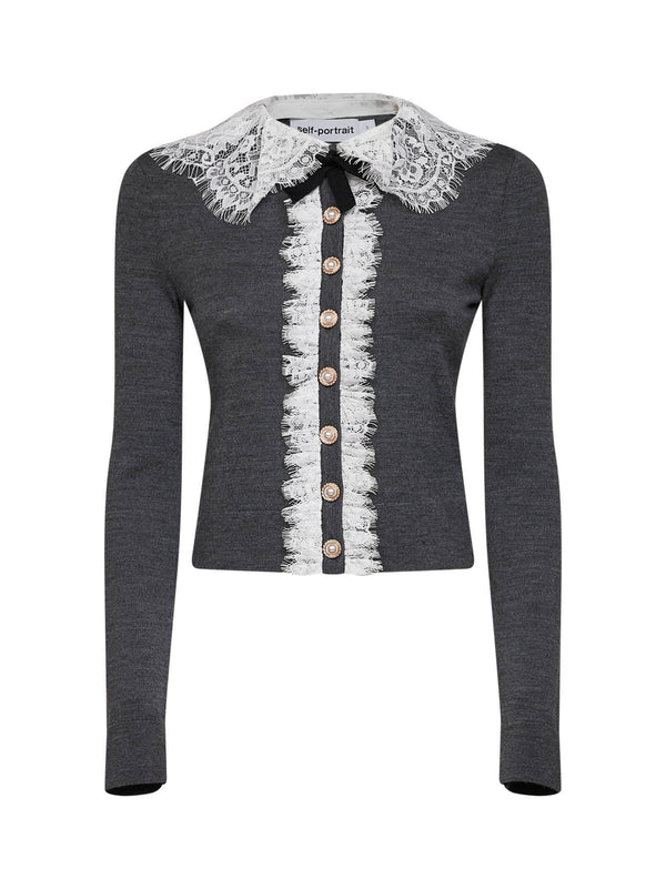 Wool Knit Cardigan Grey Cardigans