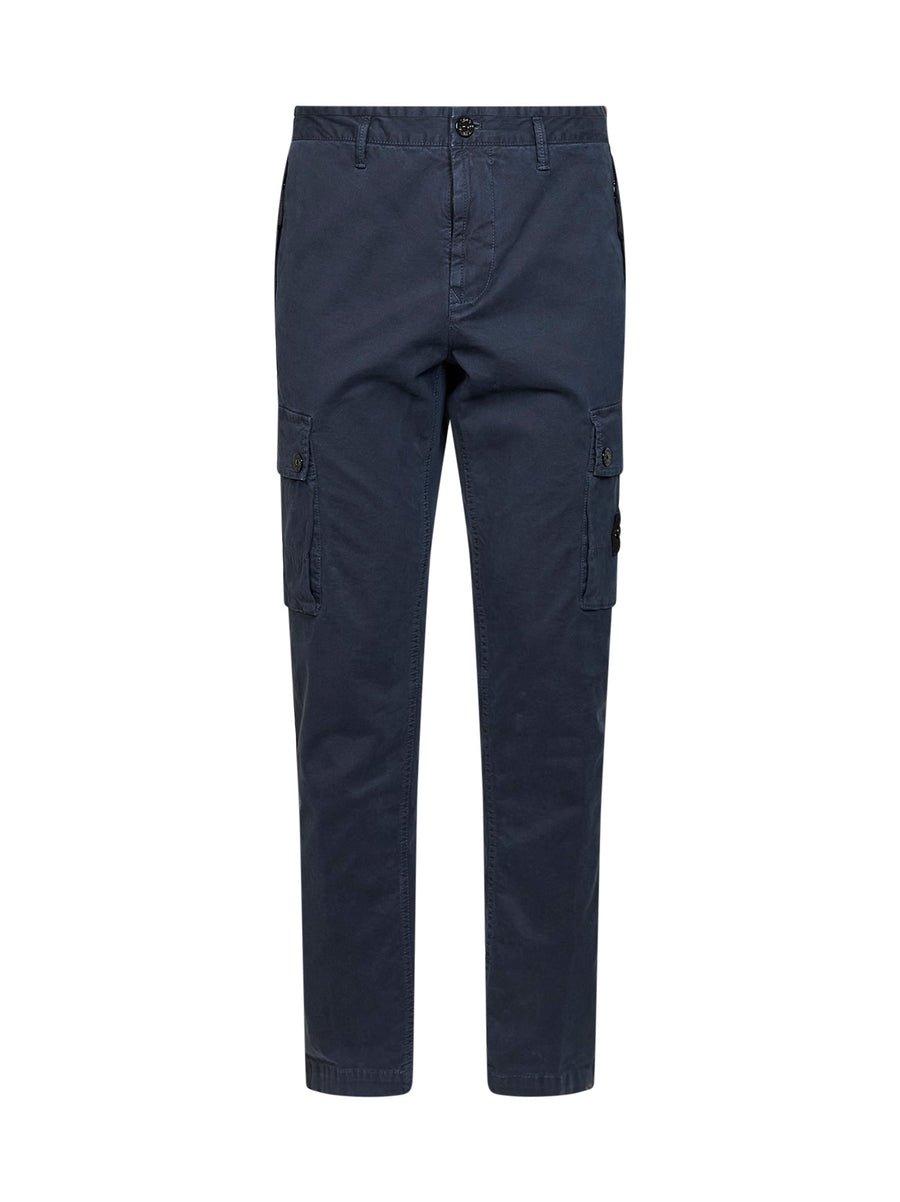 Cargo Trousers Organic Stretch Twill Blue Cotton