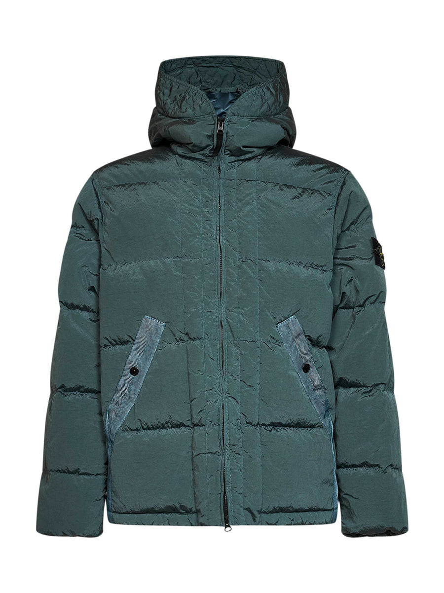 Padded Hooded Jacket Ocean Green Nylon Metal Polyamide & Down