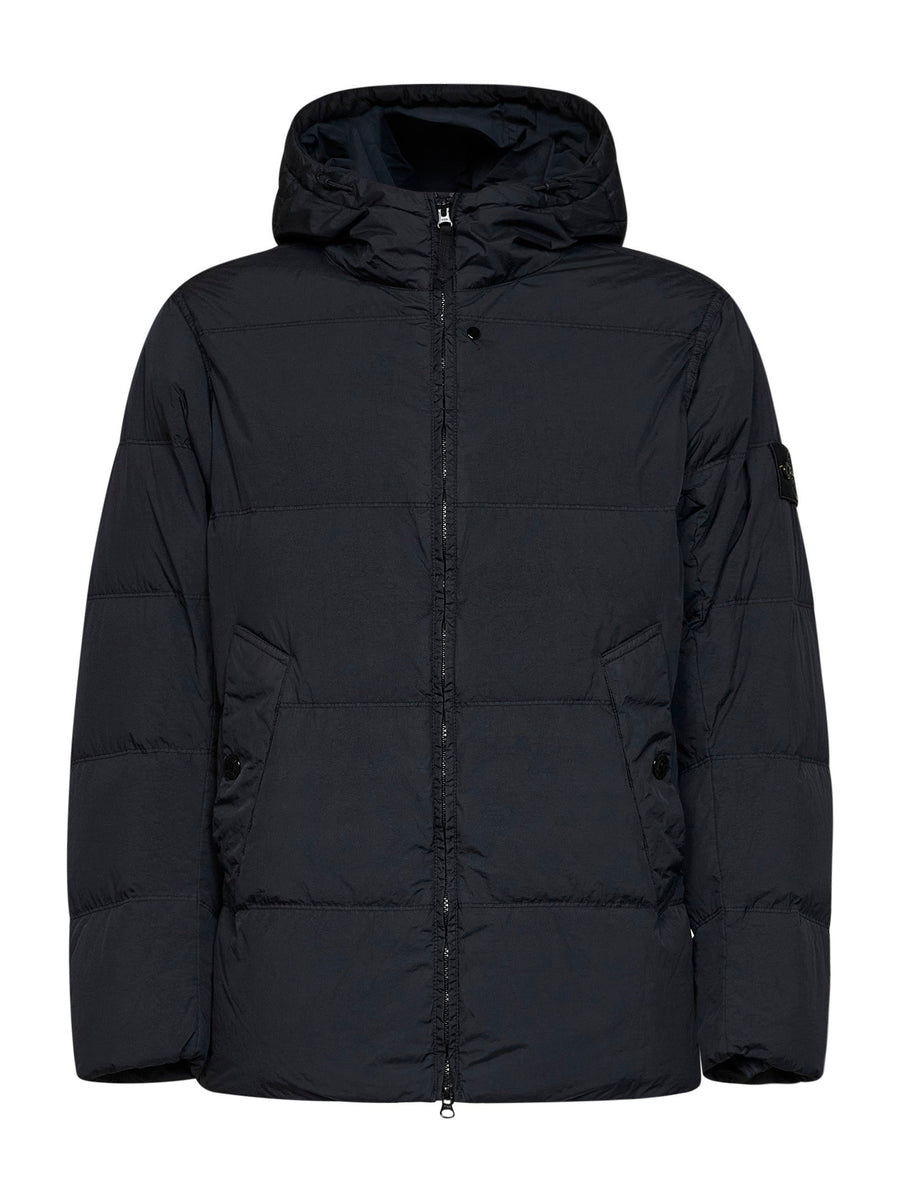 Hooded Down Jacket Crinkle Reps Ny Blue Polyamide Padded &