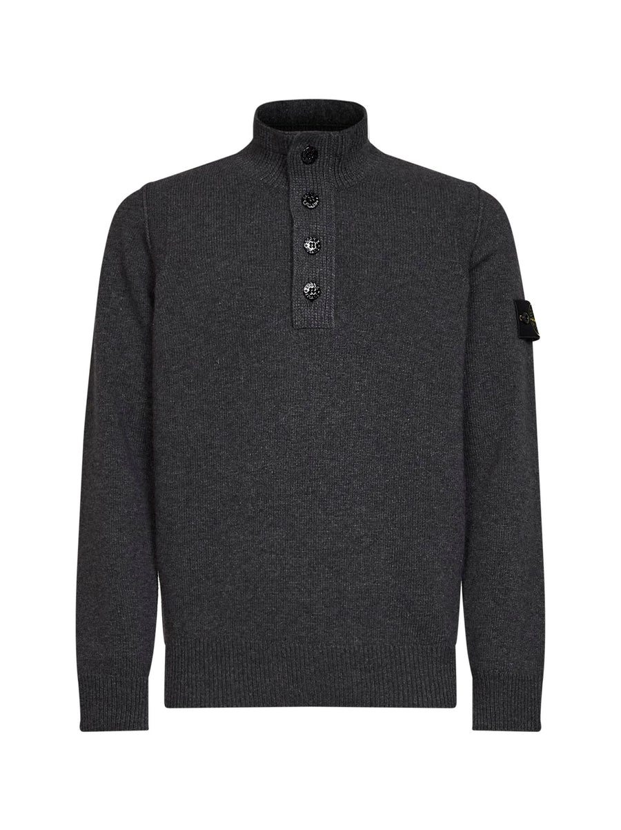 Lambswool Zip-Up Sweater Grey Virgin Wool