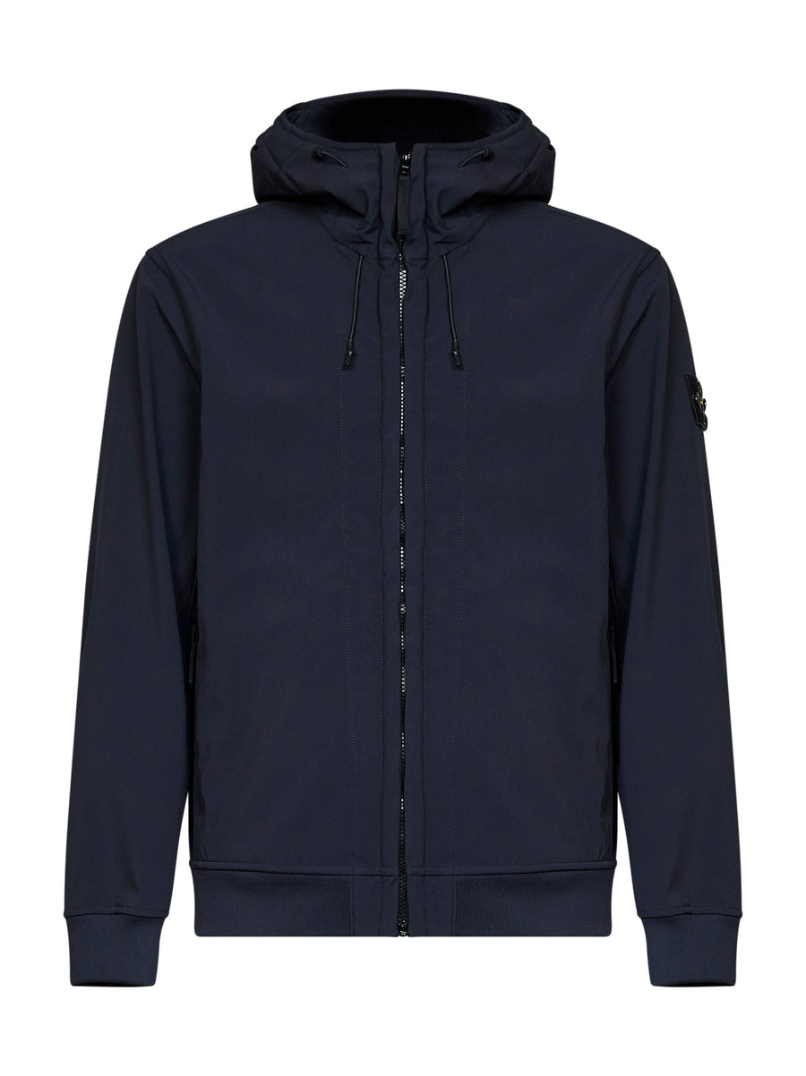 Hooded Jacket Soft Shell-R Blue Polyester Bomber