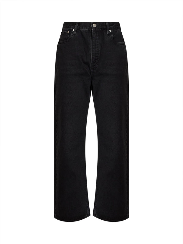 Jeans Denjo Wide-Leg Washed Black Denim Cotton