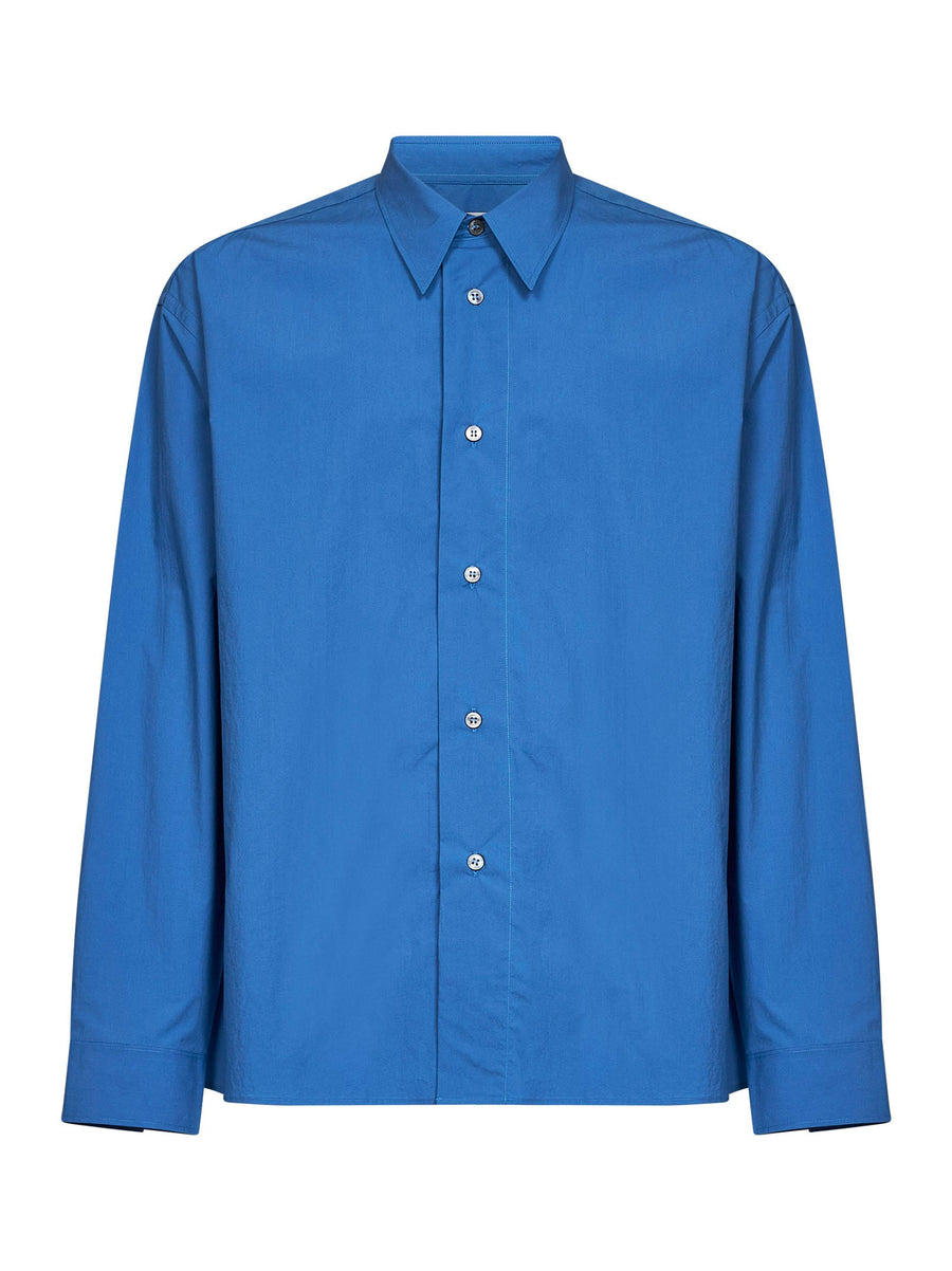 Shirt Hals Light Blue Poplin Cotton