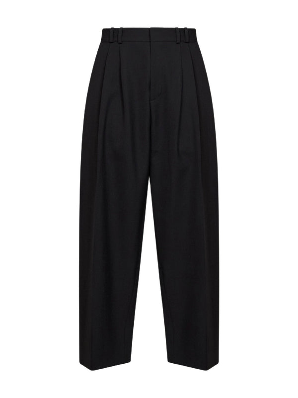 Trousers Line Technical Wool Black Polyester