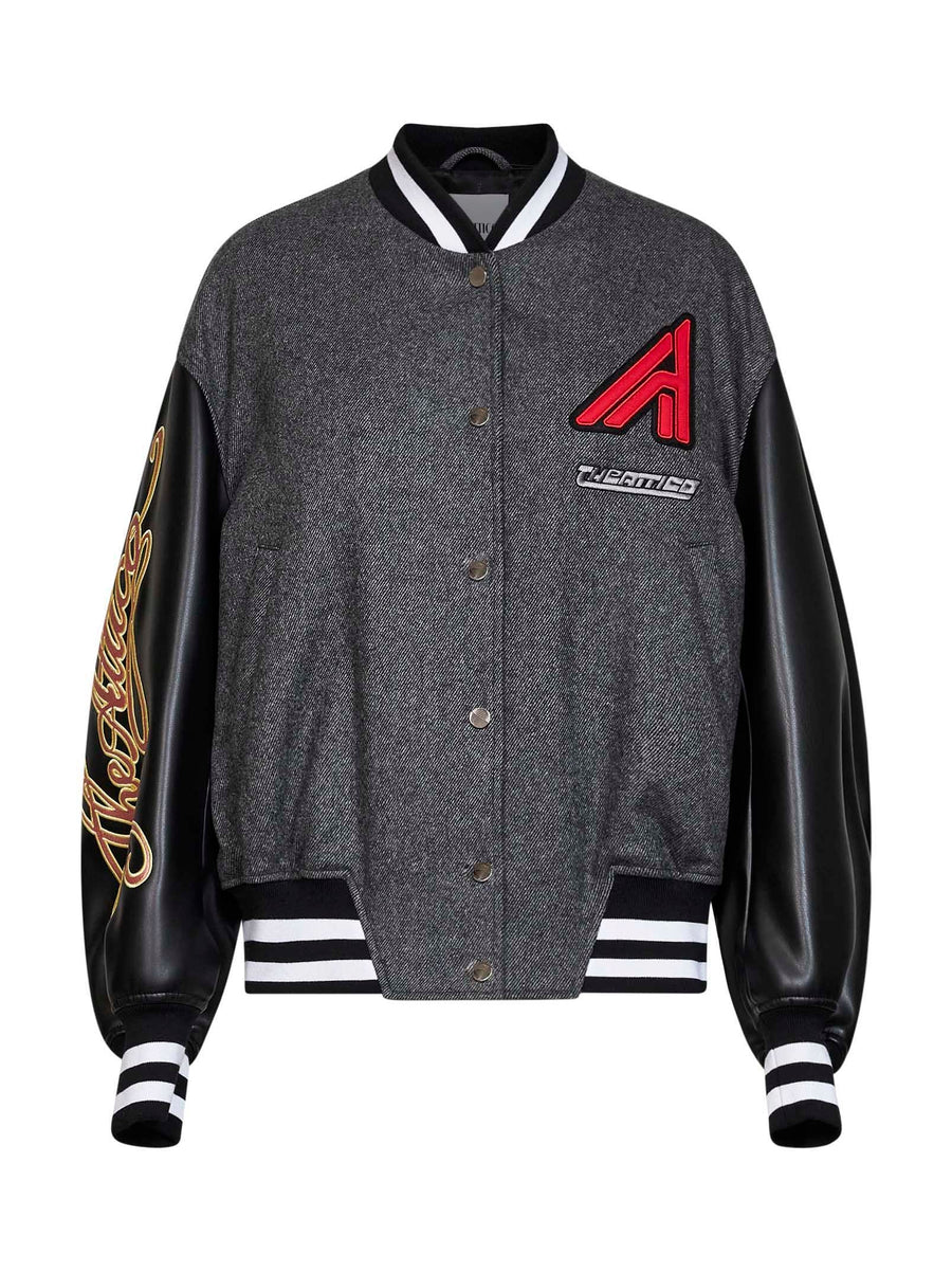 Varsity Jacket Wool-Blend Dark Grey Bomber