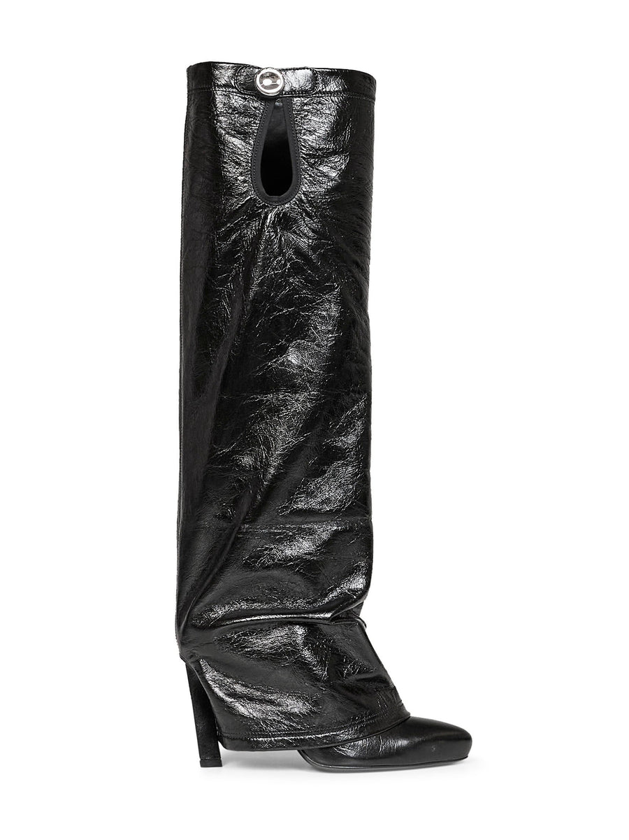 High Boots Leon Crackled Leather Black Calf