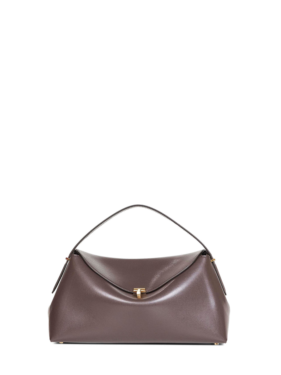 Top-Handle Bag T-Lock Bark Brown Leather Handbags