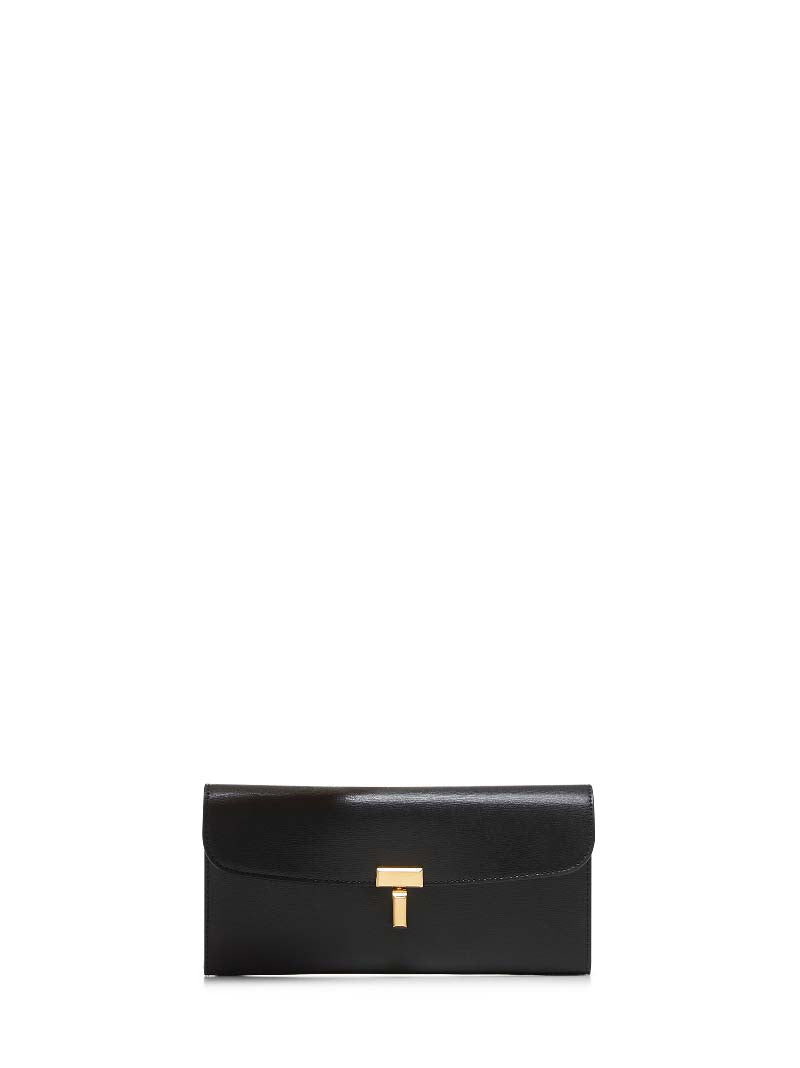 Leather Wallet T-Lock Black Calf & Purses