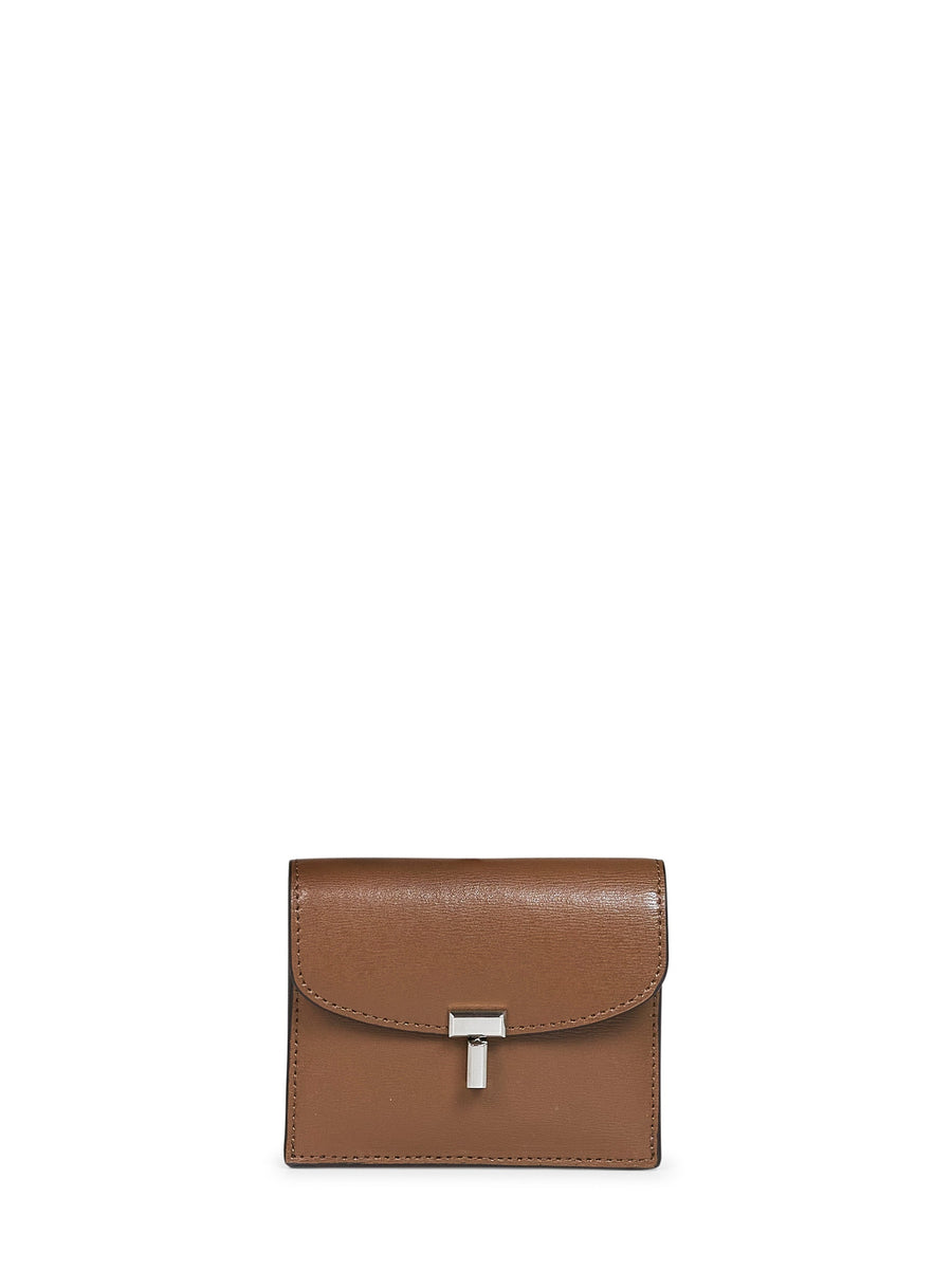 Card Holder T-Lock Tiramisu Brown Calf Leather Wallets & Purses