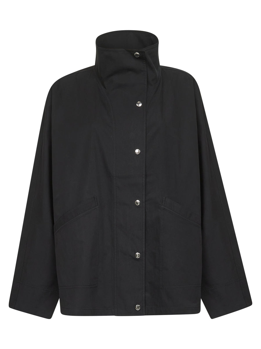 Windbreaker Jacket Parachute Canvas Black Organic Cotton Bomber