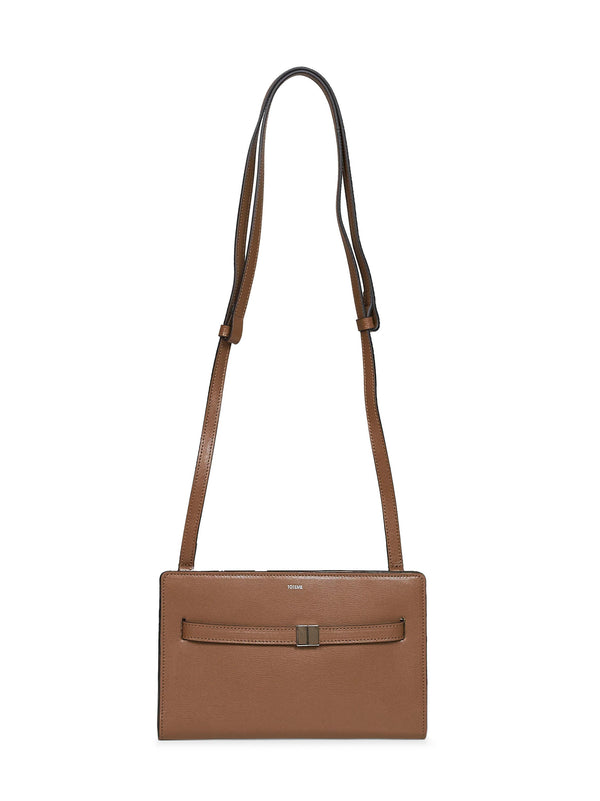 Belted Crossbody Bag Tiramisu Brown Calf Leather