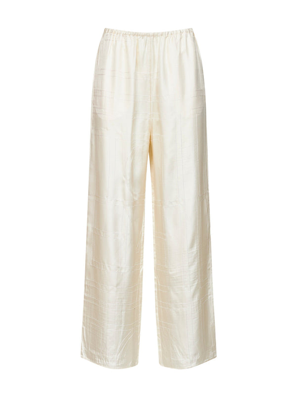 Pyjama Trousers Silk Monogram Ivory