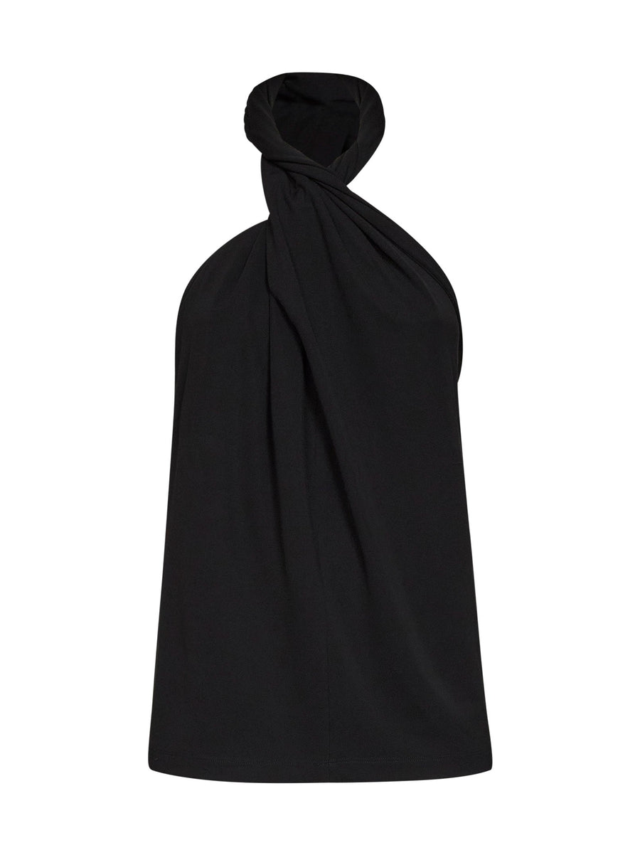 Halter Top Twisted Jersey Black Viscose Tops
