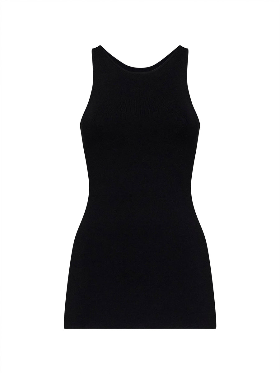 Tank Top Compact Knit Black Viscose