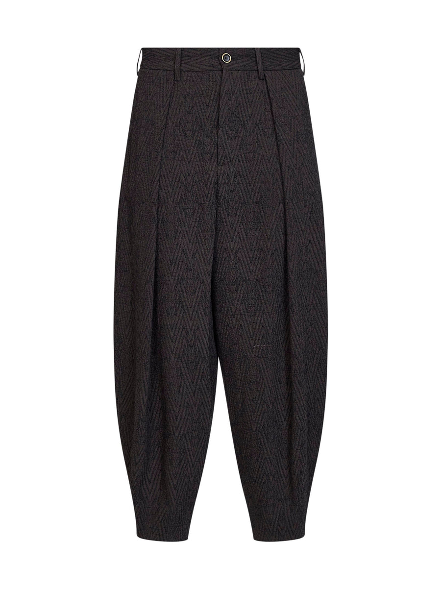 Trousers Cropped Chevron Brown-Blue Multicolour Virgin Wool