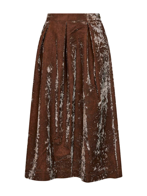 Midi Skirt Gomes Velvet Brown Viscose