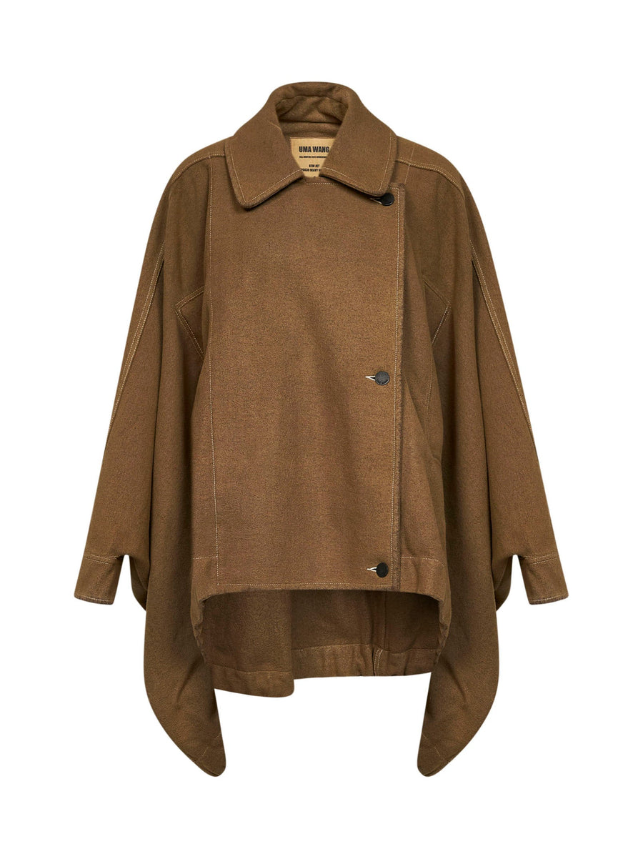 Asymmetric Cape-Style Kew Jacket Wool Blend Green Bomber