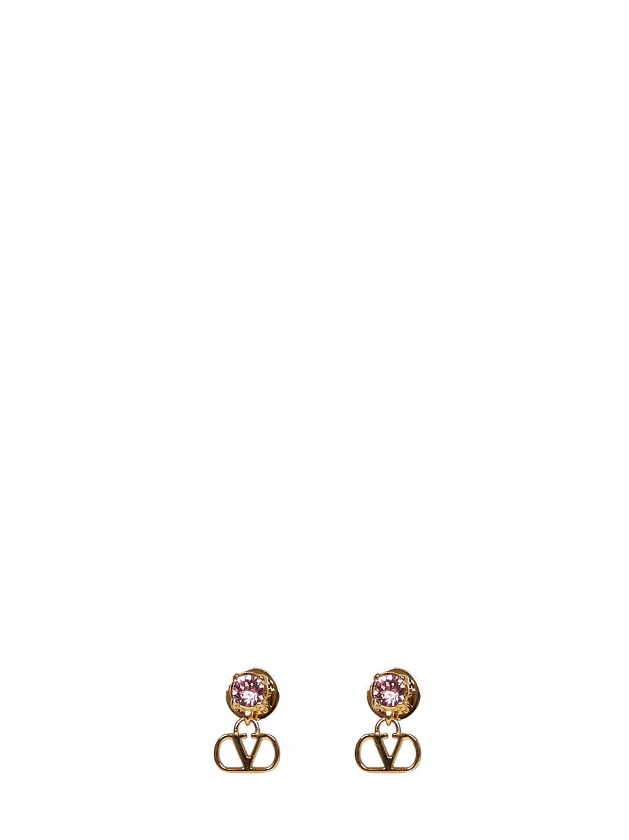 Stud Earrings Vlogo Signature Gold Brass