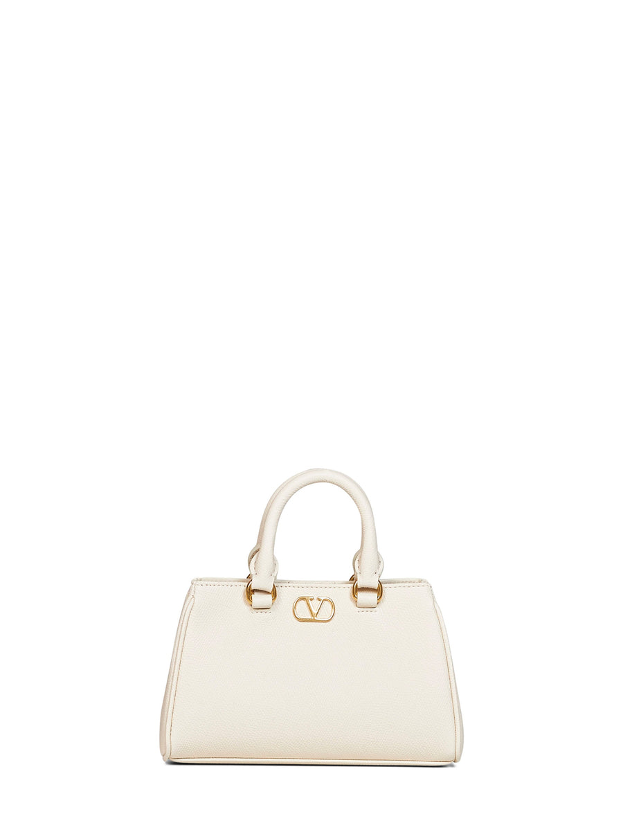 Mini Handbag Vlogo Signature Ivory Calf Leather Handbags