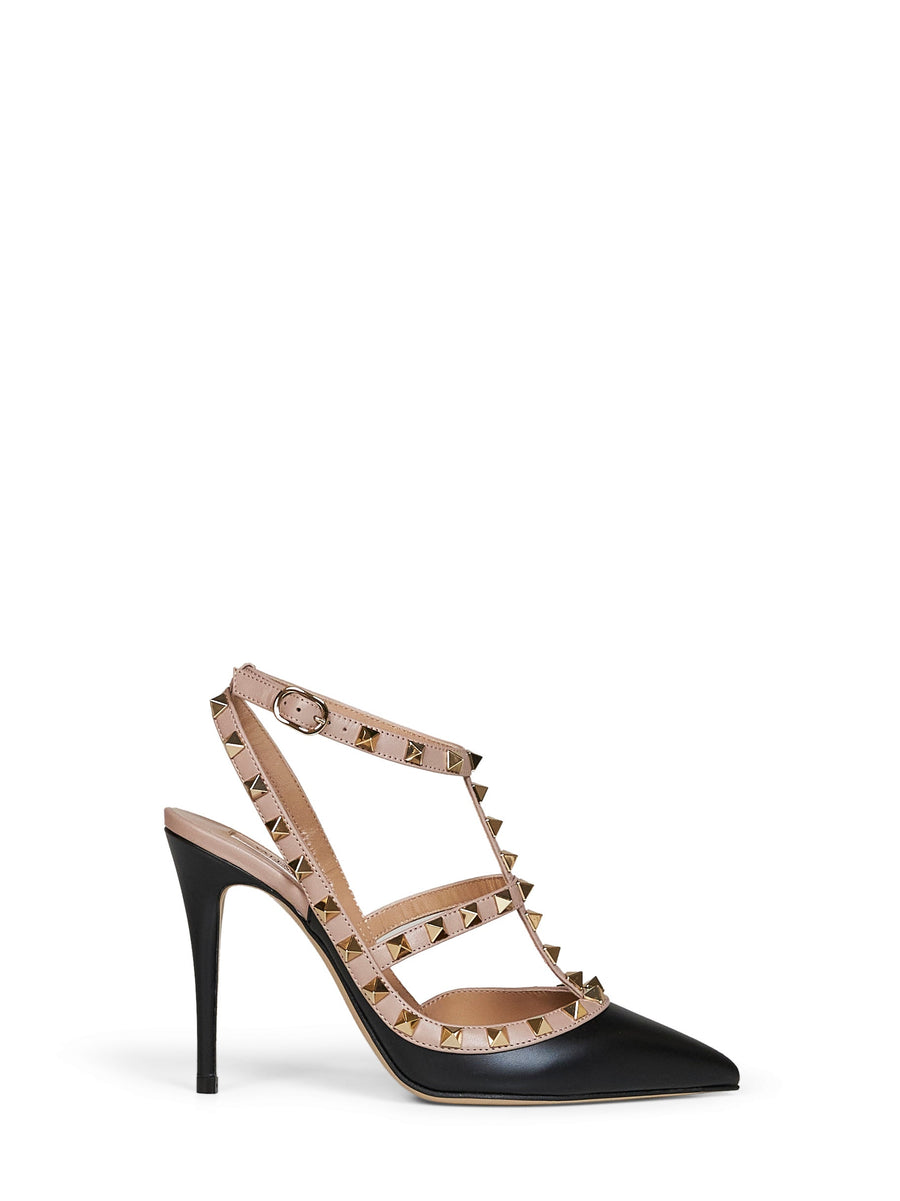 Pumps Rockstud Black-Blush Leather Multicolour Polyamide
