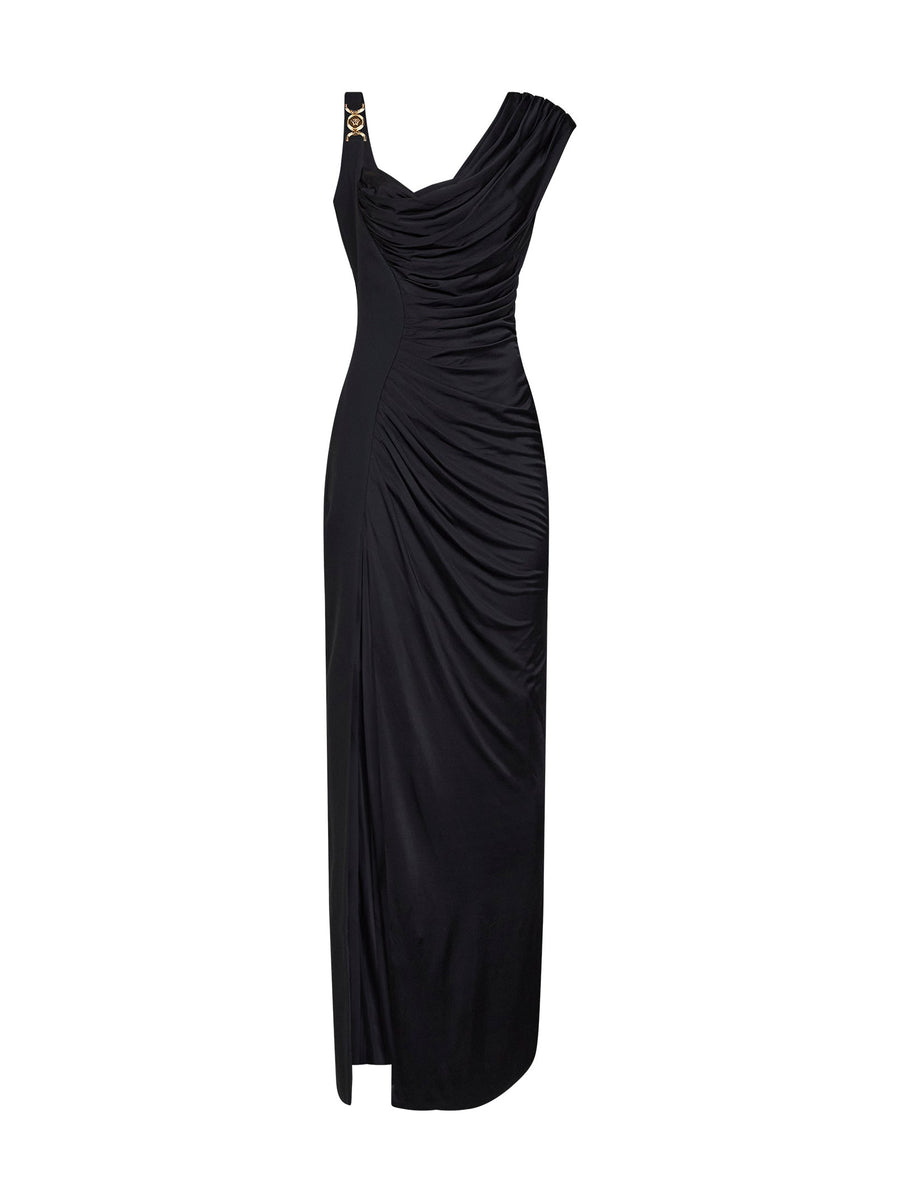 Dress, Draped Liquid Jersey, Black Viscose