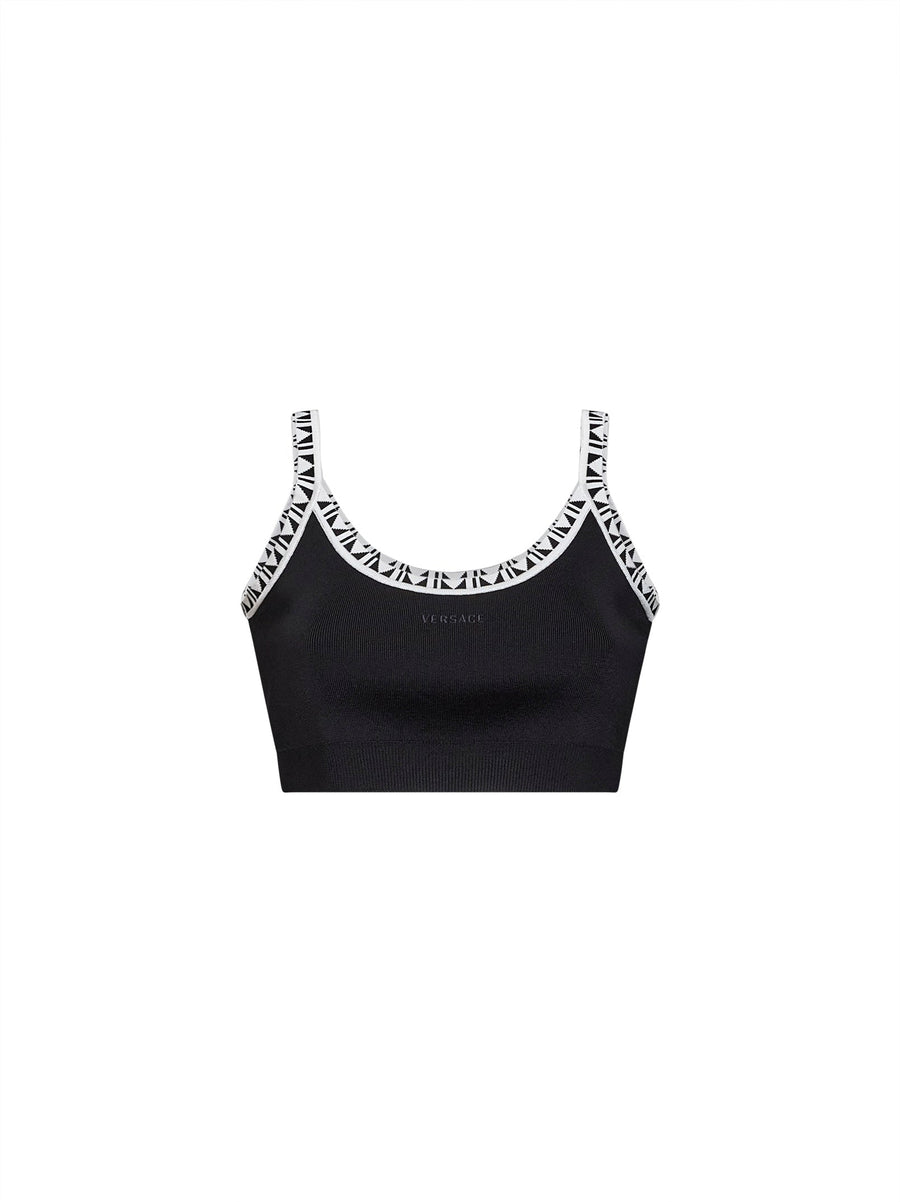 Cropped Knit Top Black Viscose Tops