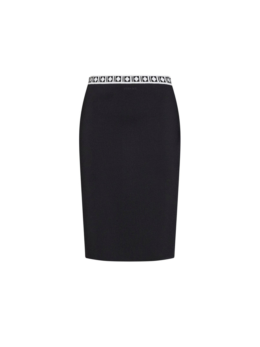 Knit Midi Skirt With Jacquard Black Viscose