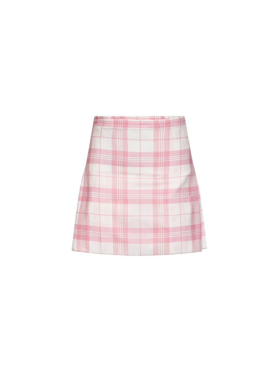 Kilt Mini Skirt Pink-Ivory Multicolour Virgin Wool