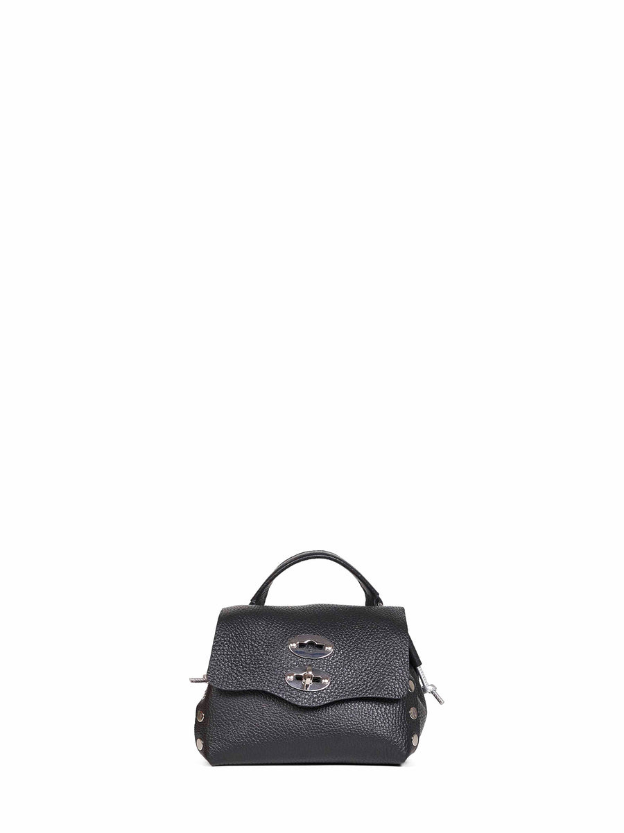 Handbag Postina Super Baby Black Leather Bovine (top Grain) Handbags