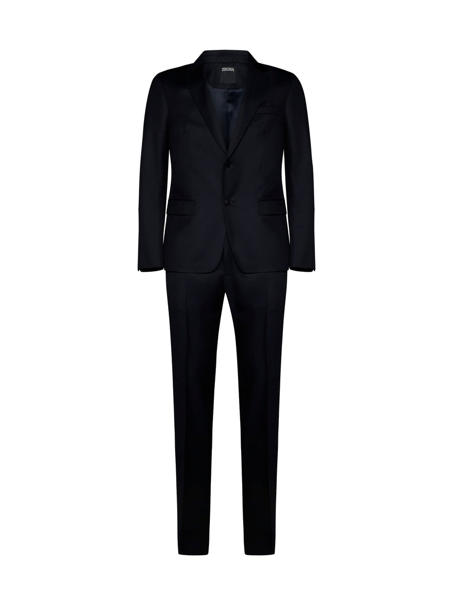 Suit Single-Breasted Blue Wool-Mohair Suits