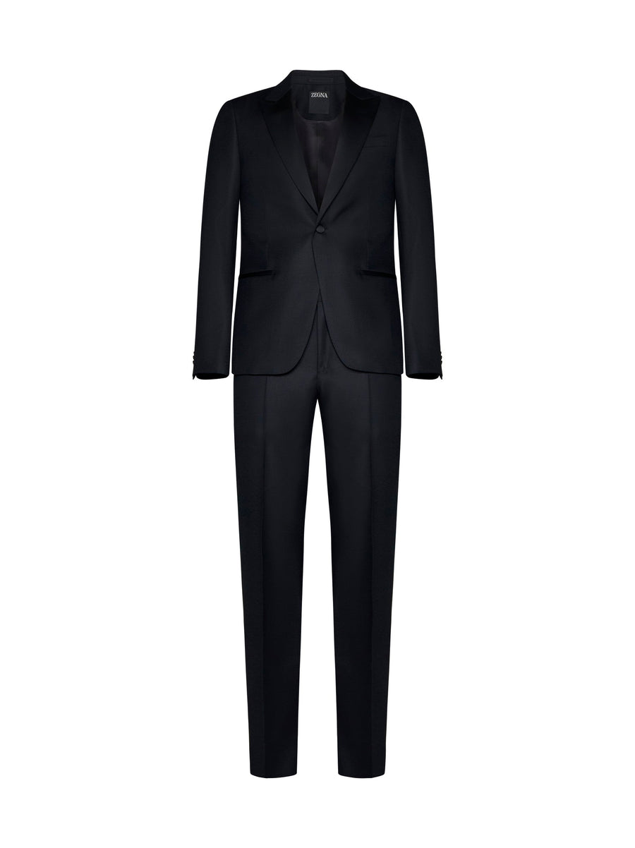 Single-Breasted Wool Blazer Black Suits