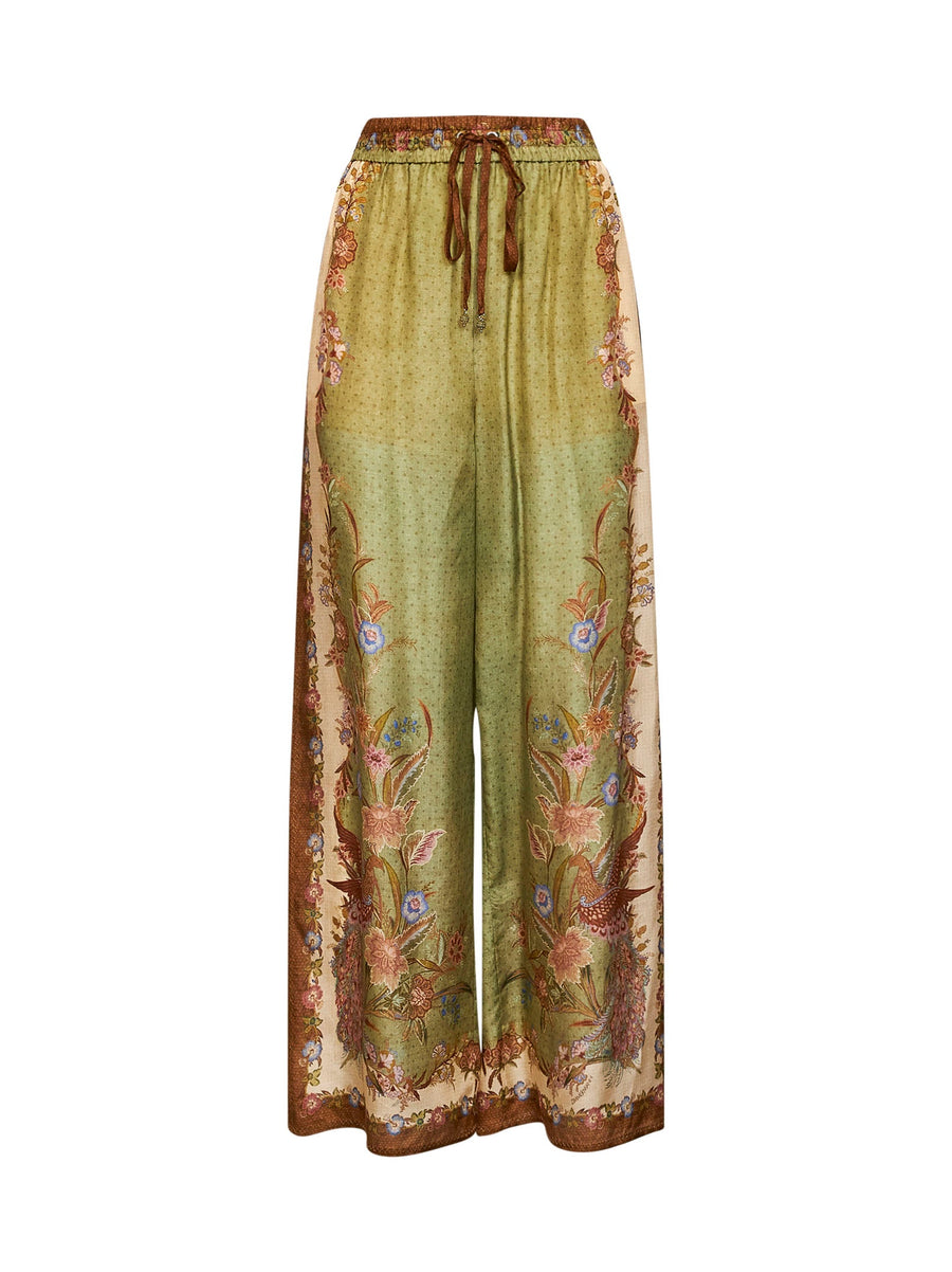 Trousers Indra Khaki Silk Multicolour
