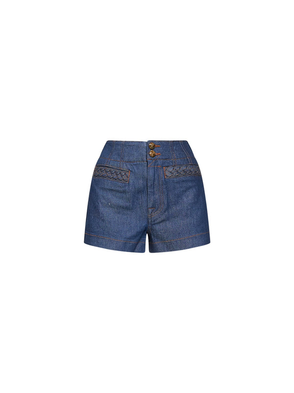 Stretch Denim Shorts Aster Ink Blue Cotton
