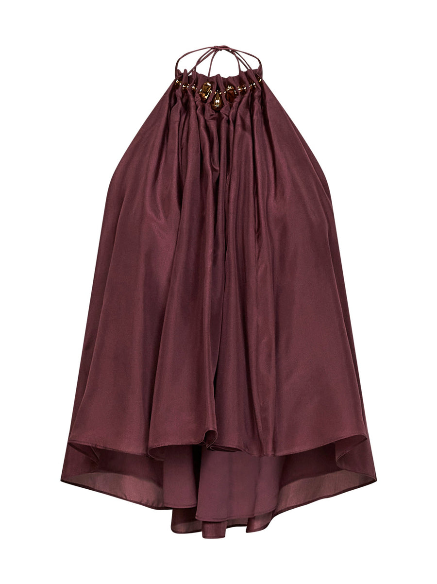 Top Aster Merlot Silk Bordeaux Tops