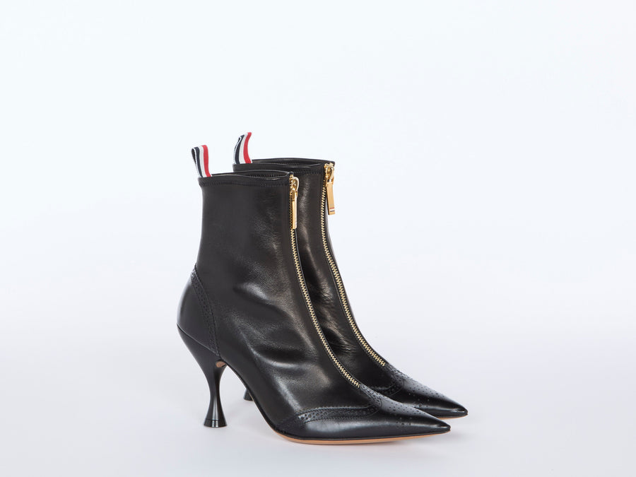 Thom Browne Wingtip Calfskin Bootie — Black